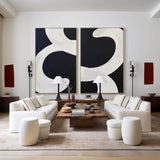 Big Black And White Wall Decor Painting Black And white Textured Canvas Art Oversized Wall Art Set Of 2 Artwork For Home Office