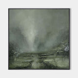 Modern Green Landscape Canvas Art Rich Textured Wall Art Modern Square Canvas Painting For Sale
