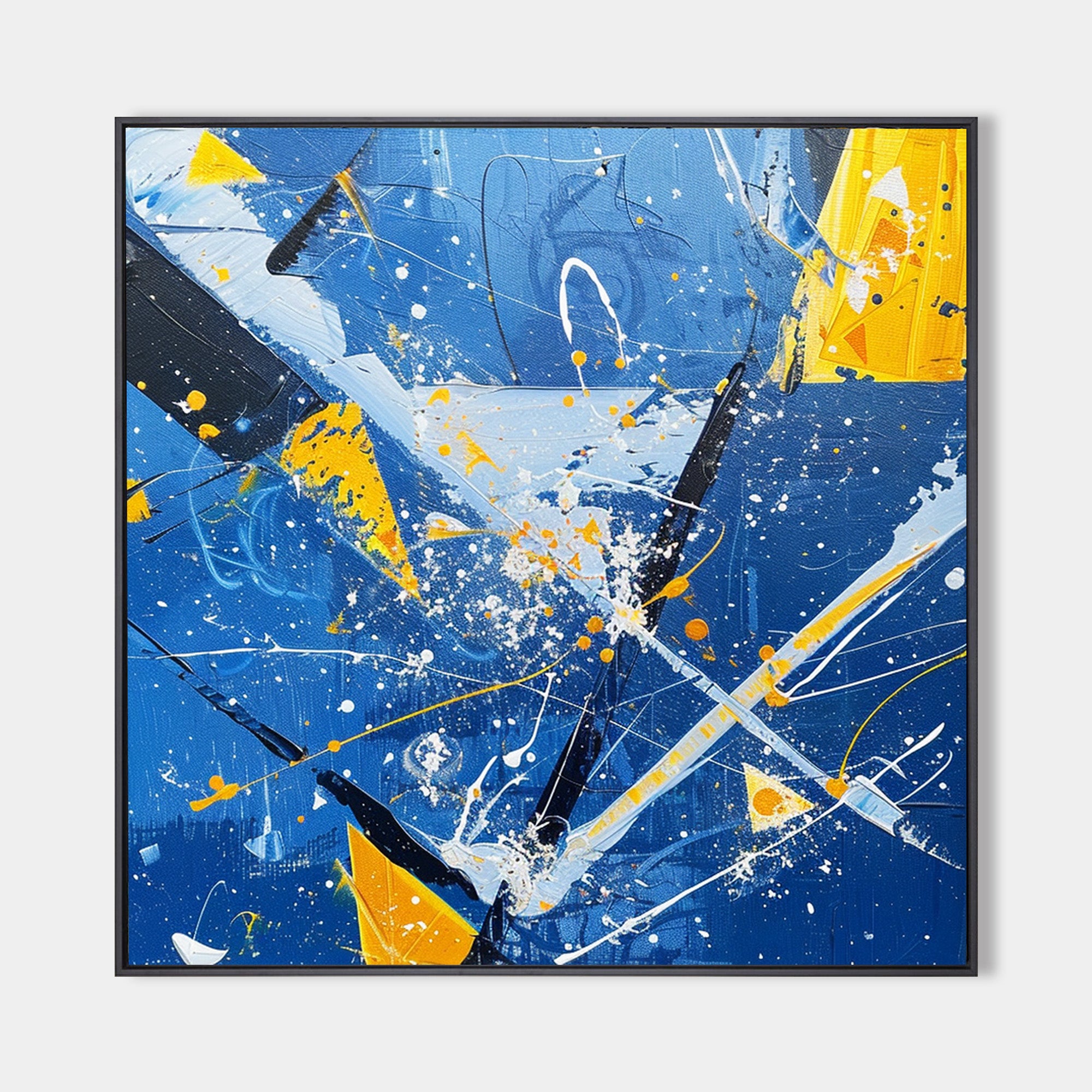 Original Blue And Yellow Abstract Wall Art ,Bump The Color,Living Room ...