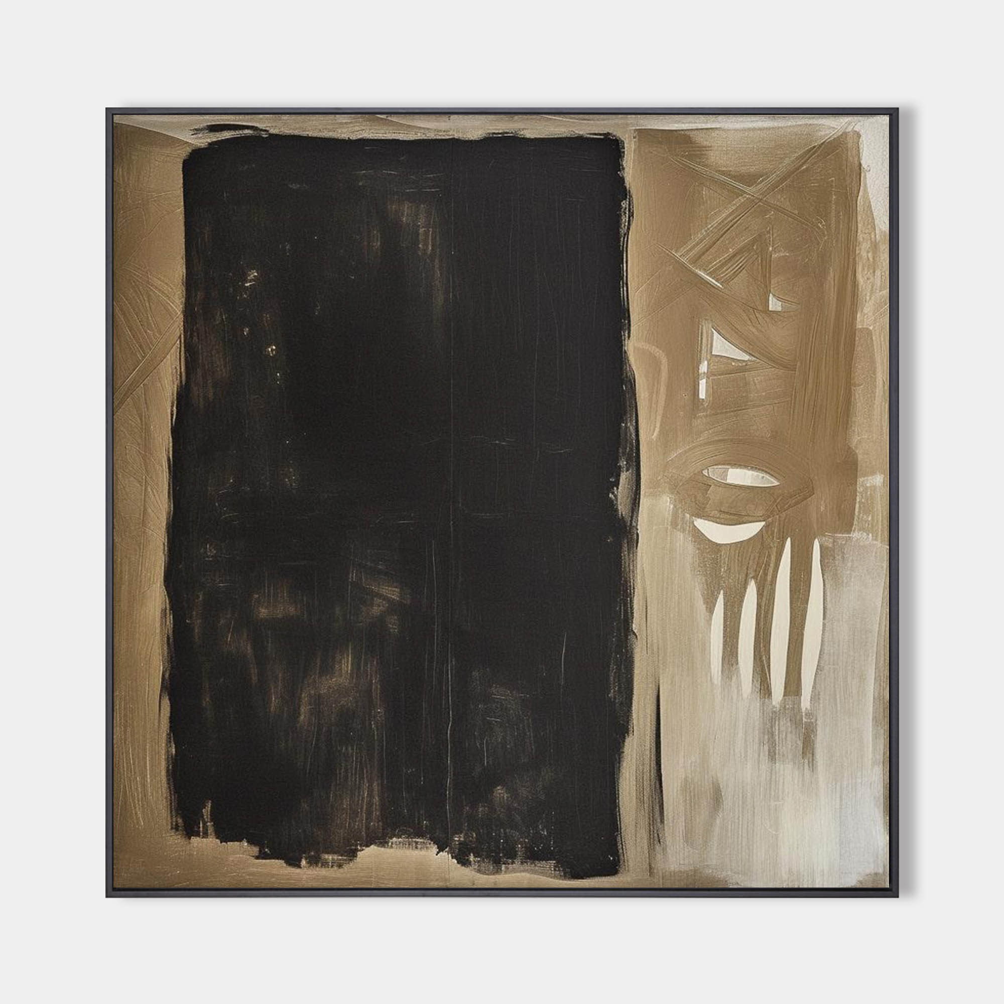 Black and Brown Minimalist Abstract Art On Canvas Modern Painting Abstract Painting For livingroom