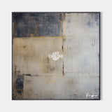 Wabi-sabi Brown Grey Painting Square Minimal Painting Large Canvas Wall Art For Sale