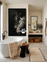 Luxury Black White Horse Art Signed Original Piece For Home Office Entryway