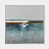 Minimalist Square Abstract Art In Blue Gray And Brown For Modern Interior Design