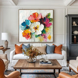 Large 3D Flowers Canvas Modern Colourful Custom Artwork Art Boho Wall Art For Livingroom
