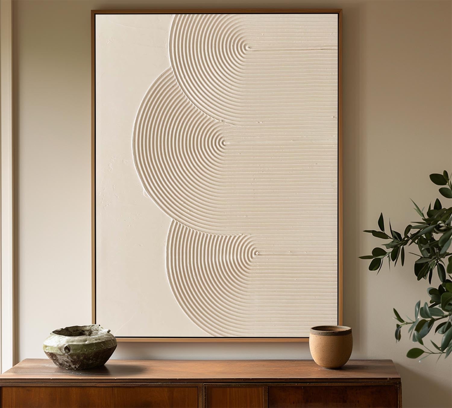 Modern Beige Acrylic Textured Painting ,Beige Minimalist Abstract Art Wall Hangings,Modern Beige Acrylic Wall Decor