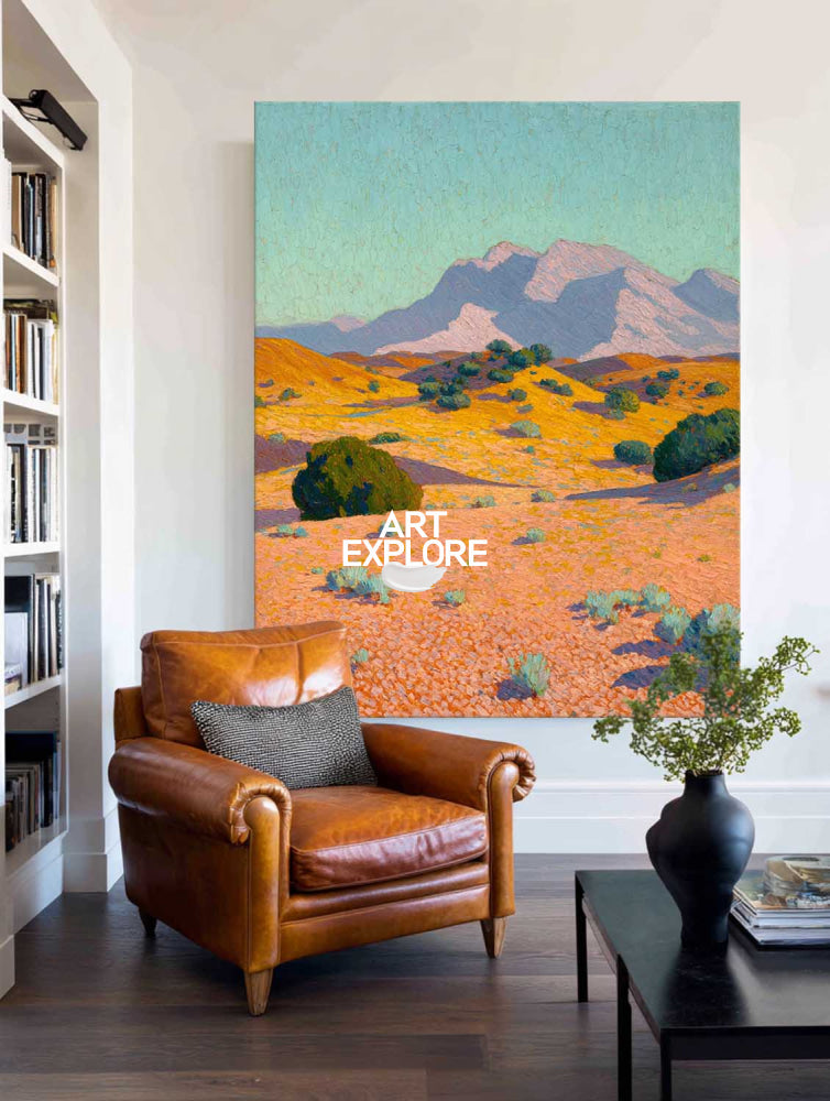 Textured Desert Mountain Painting For Modern Living Room Wall Decor
