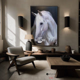 Modern White Horse Oil Painting Wild Horse Wall Art Black And White Steed Artworks
