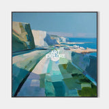 Modern Blue Texture Coastal Wall Art Blue Coastal Landscape Oil Painting for Home Decor, ArtExplore