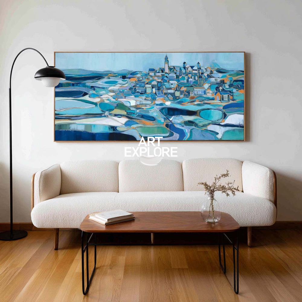 Original Coastal Seascape Painting With Impressionist Style For Modern Living Room Decor