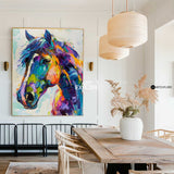 Large Colorful Horse Oil Painting Wild Horse Canvas Art Colorful Textured Horse Painting For Sale