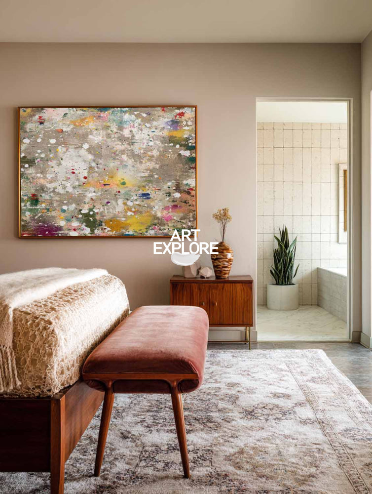 Vibrant Abstract Art With Colorful Mosaic Texture For Modern Living Room Decor
