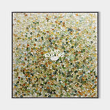 Modern Green Abstract Pointillist Art With Textured Canvas For Living Room Decor
