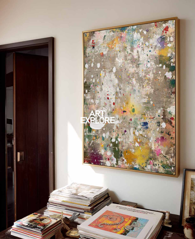 Modern Abstract Art With Textured Mosaic Effect For Living Room Decor