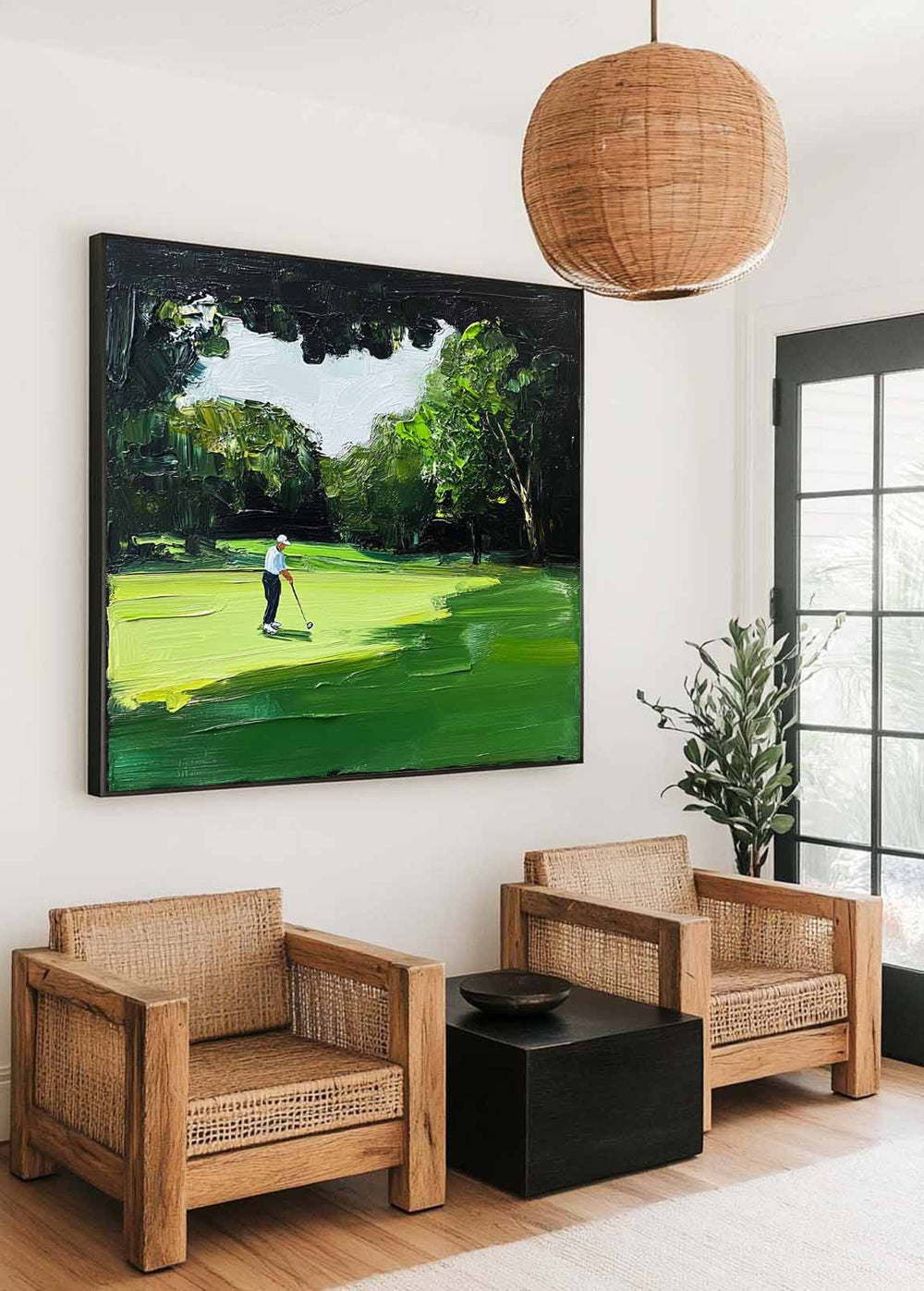 Green Textured Fine Art for Golf Lovers Sport Painting Rich Texture Golf Wall Art For Sale
