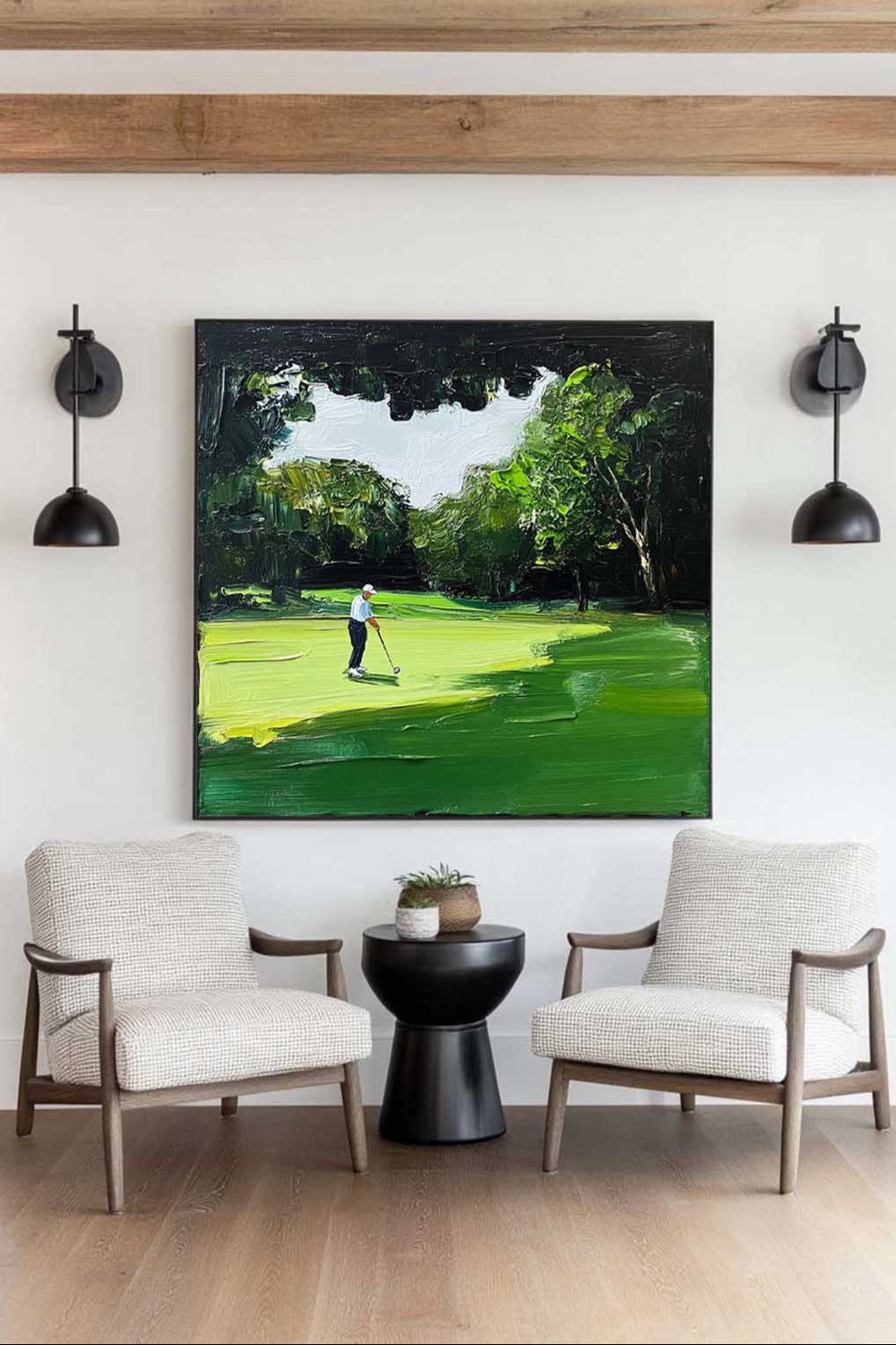 Green Textured Fine Art for Golf Lovers Sport Painting Rich Texture Golf Wall Art For Sale