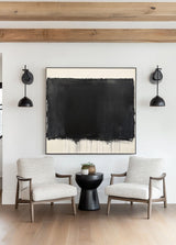 Black And White Texture Paintings Black White Wabi-sabi Painting Textured Artwork For Living Room