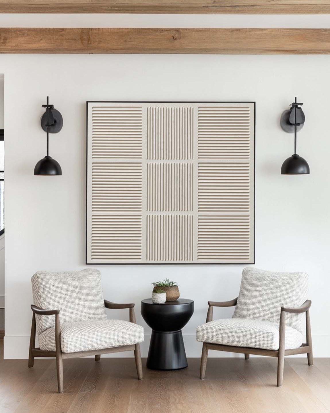 Large Beige Wall Art Textured Painting Wabi-sabi Minimalist Plaster Wall Art For Livingroom