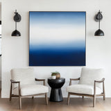 Modern Blue White Canvas Wall Art Blue Square Textured Paintings Large Minimalist Art For Livingroom