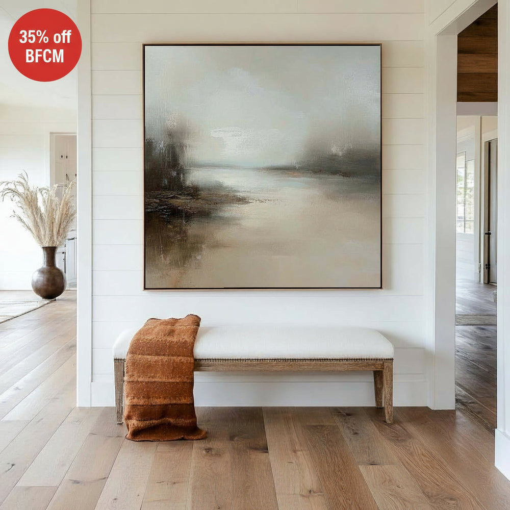 Large Beige Abstract Painting Landscape Abstract Art On Canvas Modern Earth Tone Painting For Livingroom