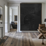 Large Black Textured Painting Modern Art ,Original 3D Black Abstract Canvas Art ,Large Black Painting