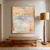 Modern Abstract Art Painting Beige And Pink For Contemporary Living Room Decor
