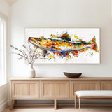 Beautiful Colorful Fish Acrylic painting On Canvas,Large Horizontal Colorful Fish Wall Art,Rainbow Koi Home Decor