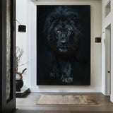 Large Lion Painting Black Lion King Wall Art Big Lion Oil Painting Handmade Animal Canvas Painting