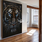 Large Wild Tiger Oil Painting Black Tiger Artwork - Handmade Tiger Canvas Art for Wall Decor