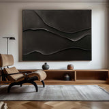 Black 3D Texture Painting Modern Minimalist Luxury Art Black Abstract Wall Art Black 3D Abstract Painting on Canvas