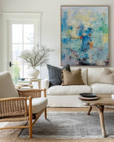 Large Original Abstract Blue And Green Wall Art Textured Modern Abstract Painting