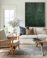 Modern Green Abstract Geometric Lines Decorative Painting Minimalist Green Wall Art Boho Abstract Wall Art Mid Century Decorations