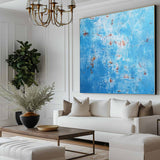 Blue Pollock Wall Art Blue Square Abstract Wall Art Bauhaus Painting Canvas Wall Art For Livingroom