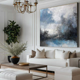 Beach Blue Paint Oversized Framed Coastal Wall Art Modern Coastal Artwork