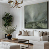 Modern Green Landscape Canvas Art Rich Textured Wall Art Modern Square Canvas Painting For Sale