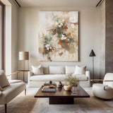 Large Wabi-sabi Beige Canvas Art Beige Minimalist Acrylic Painting Handmade Canvas Art For Sale