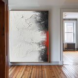 Unique Black And White Modern Art,Large Black Red Wall Painting,Minimalist Entryway Wall Decor