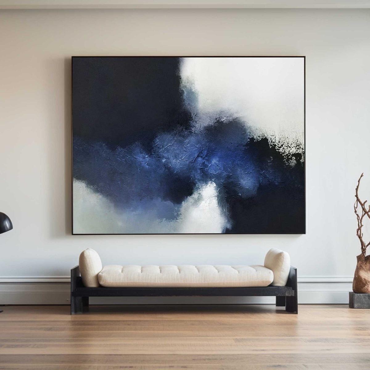 Large Black And Blue Wall Art Abstract Blue Art Modern Blue Art