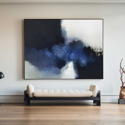 Large Black And Blue Wall Art Abstract Blue Art Modern Blue Art
