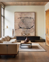 Wabi-sabi Canvas Wall Art Taupe Minimalist Acrylic Painting Large Canvas Art For Livingroom