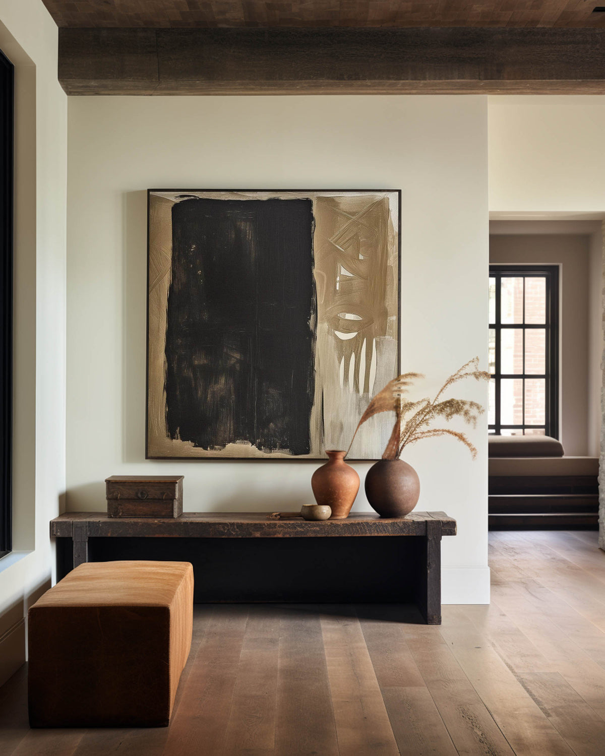 Black and Brown Minimalist Abstract Art On Canvas Modern Painting Abstract Painting For livingroom