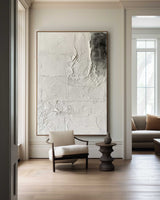 Black And White Abstract Painting, Black White Minimalist Painting, Black White Canvas Wall Art