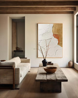 Abstract White And Gold Acrylic Oil Painting Minimalist White Art vertical Paintings For Wall Custom Artwork