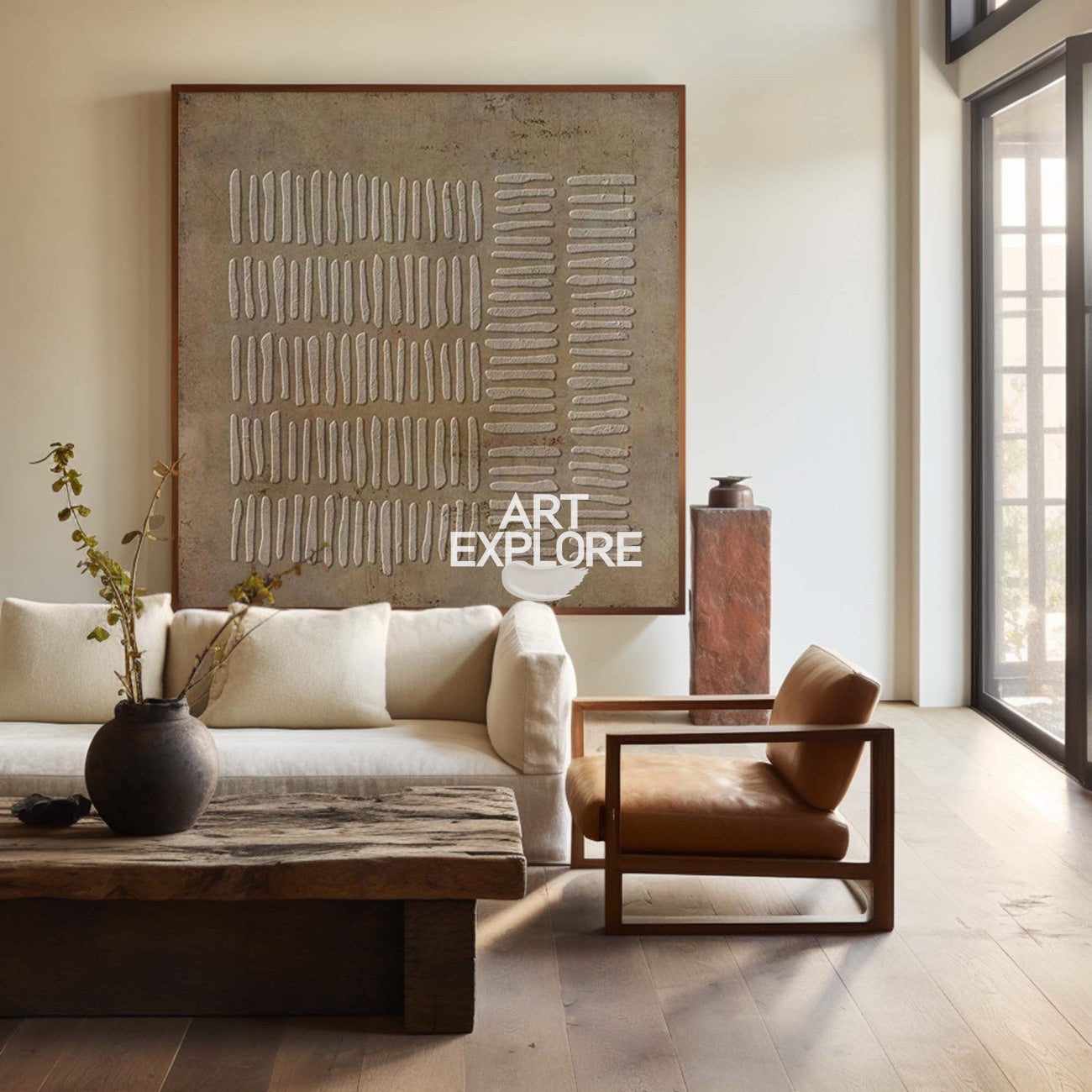 Wabi-Sabi Brown Texture Wall Art Brown Abstract Painting Neutral Canvas Art Minimalist Art