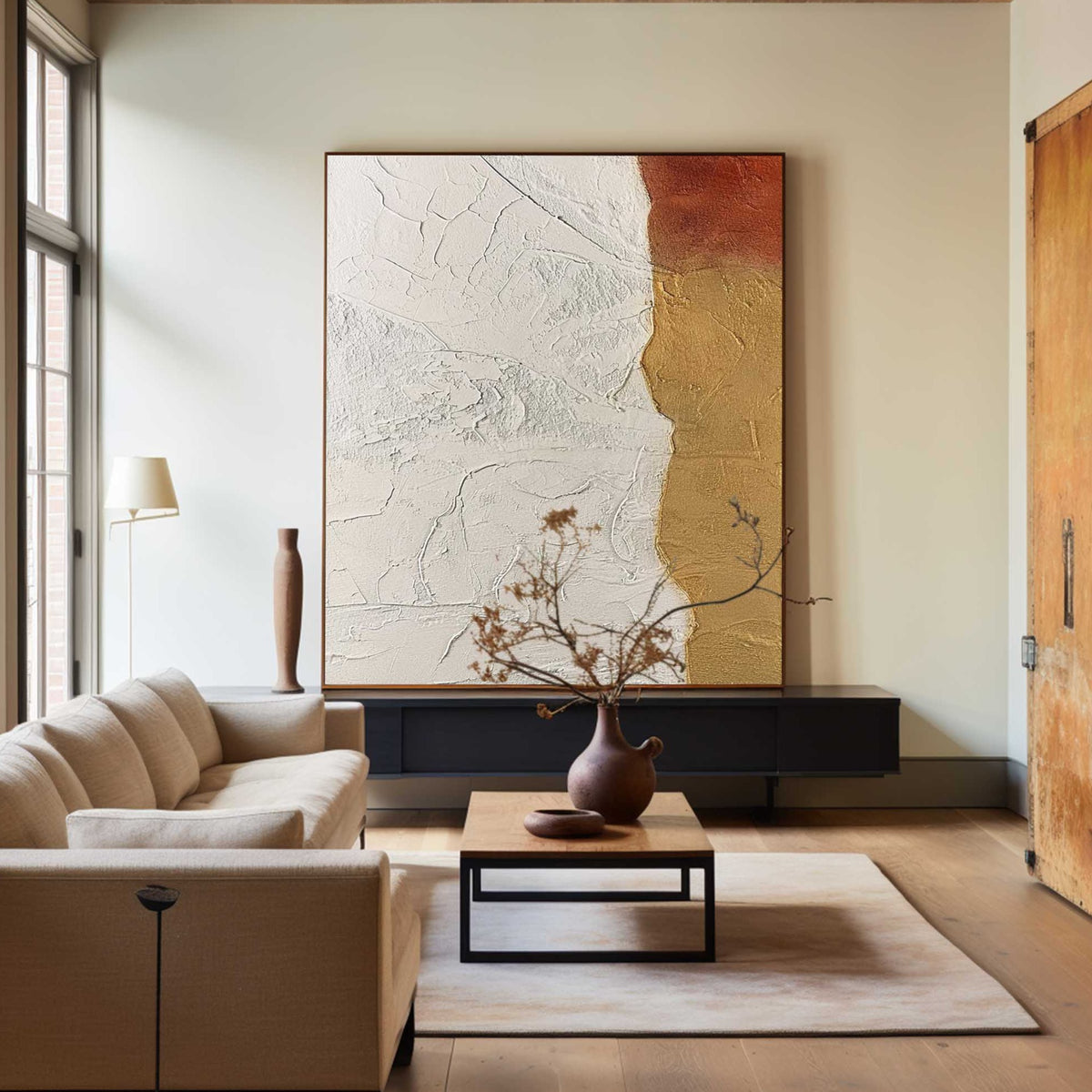 Large White And Gold Textured Abstract Canvas Art Modern Minimalist Colourfu Oil Paintings On Canvas Uttermost Home Decor