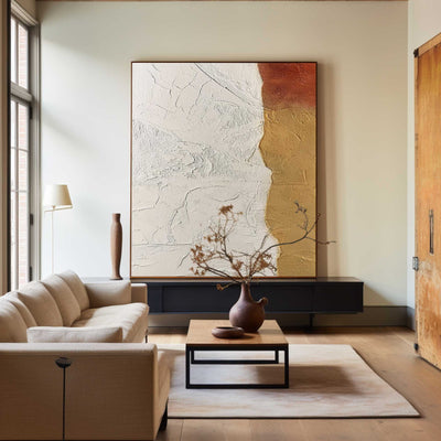 Large White And Gold Textured Abstract Canvas Art Modern Minimalist Colourfu Oil Paintings On Canvas Uttermost Home Decor