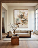 Large Wabi-sabi Beige Canvas Art Beige Minimalist Acrylic Painting Handmade Canvas Art For Sale