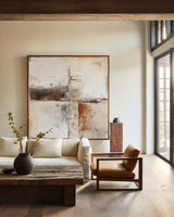 Big Abstract Beige And Brown Textured Paintings For Sale, Large Original Beige Artwork Abstract Art ,Mid Century Decorations