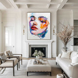 Modern Colorful Girl's Faces Wall Art Knife Art Painting Contemporary Home Decor For Sale