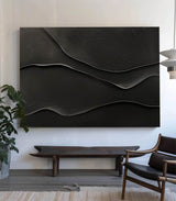 Black 3D Texture Painting Modern Minimalist Luxury Art Black Abstract Wall Art Black 3D Abstract Painting on Canvas