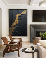 Black And Gold Modern Art Black Texture Art Paintings For Wall Luxury Art Custom Artwork